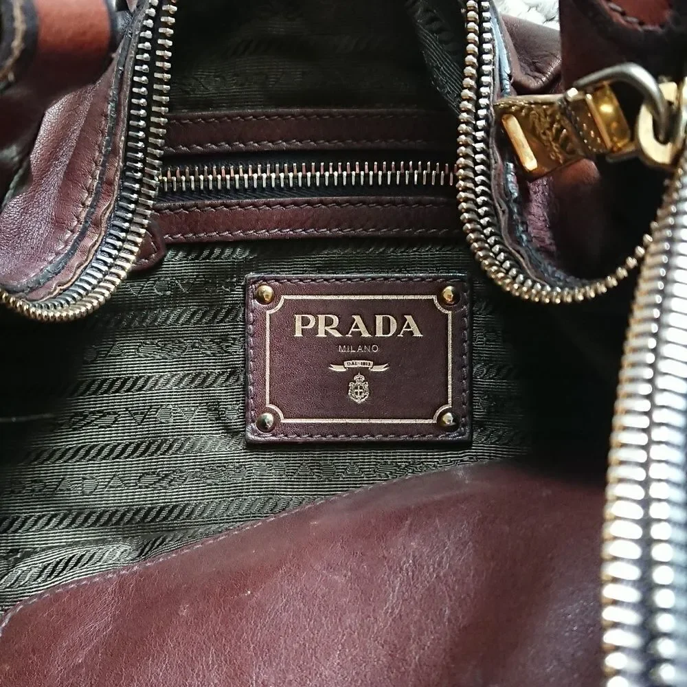 PRADA coffee brown calfskin Hobo Bag